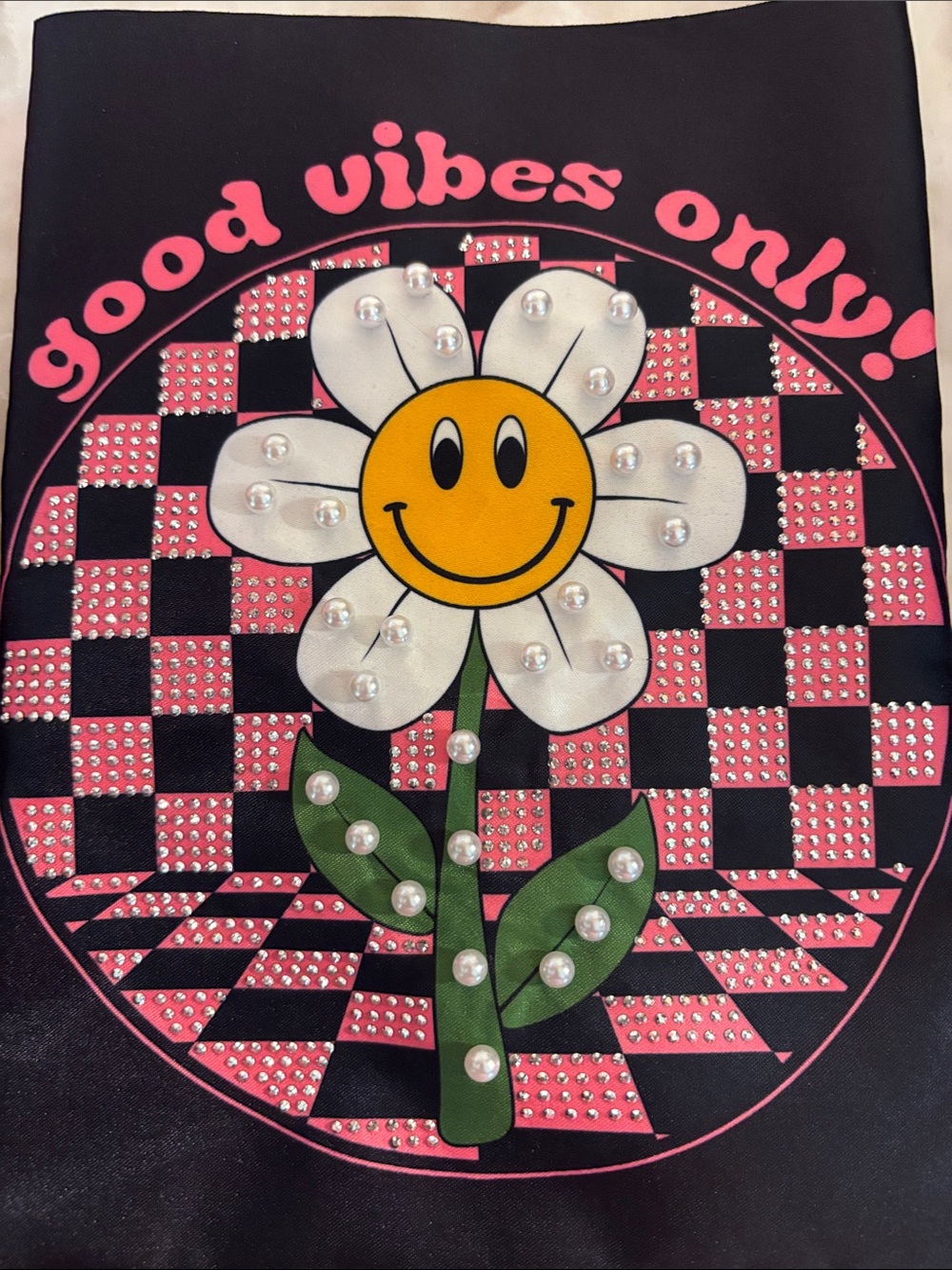 Good Vibes Only Smiley Daisy Graphic Pouch - Picture 2 of 2